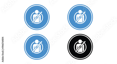 Two circular icons depicting a person wearing a seatbelt correctly