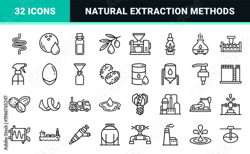 Natural Oil Extraction and Industrial Petroleum Refining Minimalist Monoline Vector Line Art for Commercial Engineering and Wellness
