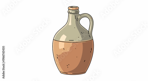 A ceramic jug with a narrow neck and a wide, rounded base