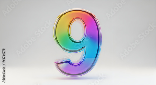 Free Download A large rainbow number nine on a gray background - GFXLoad
