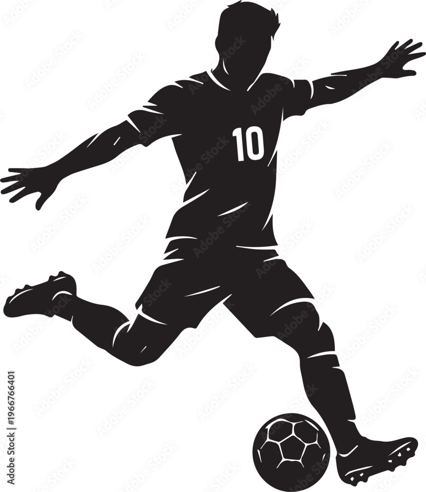 Naklejka premium Soccer Player Kicking Football Silhouette 