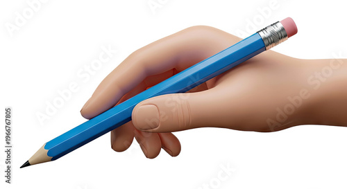 Stylized Hand Holding a Blue Pencil