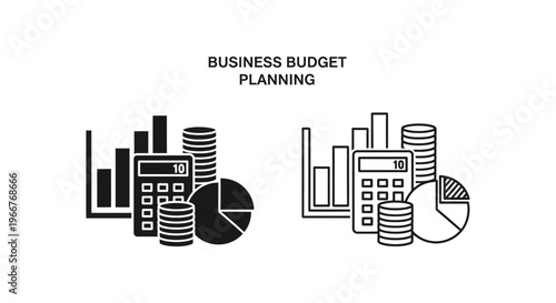 a business budget planning concept with calculator and charts Vector
