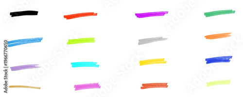 Fotografia Farbmarkierungen gemalt mit einem Stift in bunten Farben