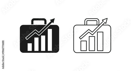 briefcase with bar graph and arrow Vector