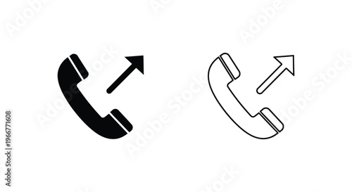 a black and white phone icon with an arrow pointing up Vector