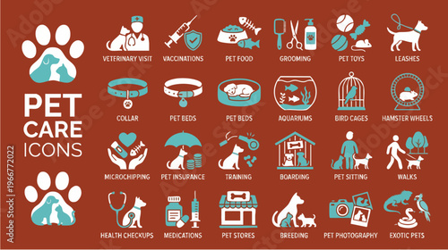 Pet Health Icons Showcase in a Professional Setting