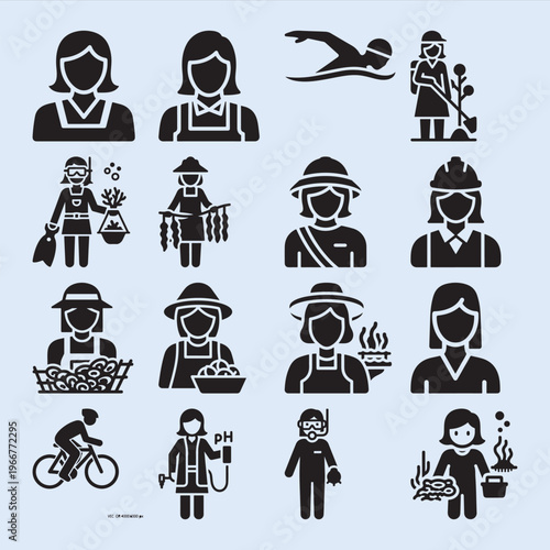 Diverse professionals in various occupations and outdoor activities.