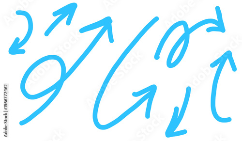 set of Hand drawn cute blue Arrows	
