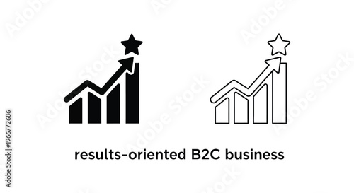 results oriented b2c business graph icons Vector