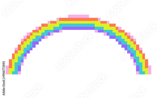 Pixel Art Rainbow on White Background