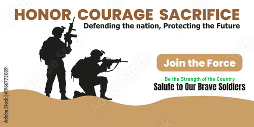 Honor Courage Sacrifice Inspirational Soldiers Poster.