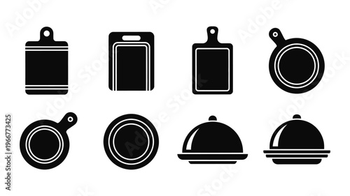 Black and white food icons set.
