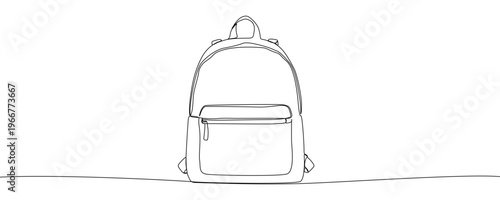 Minimalist illustration of a city backpack, made in one continuous line. Vector drawing in line art style on a white background.