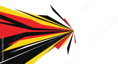 Dynamic racing stripes vector, abstract geometric speed lines in red yellow and black, sports car wrap vinyl decal design, fast motion background for branding