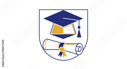 Graduation Cap and Diploma Emblem.