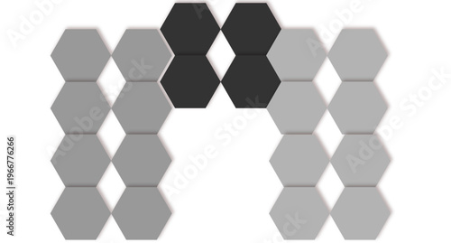 Abstract Hexagon Pattern Honeycomb Background With Monochrome Geometric Network and Minimalist Tiles.