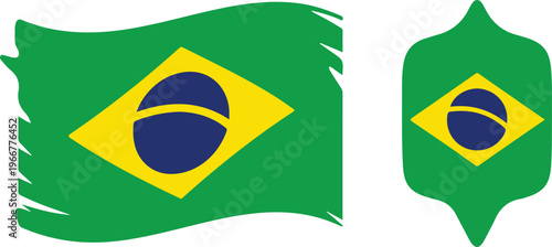 Waving flag of brazil, national symbol of the federative republic of brazil