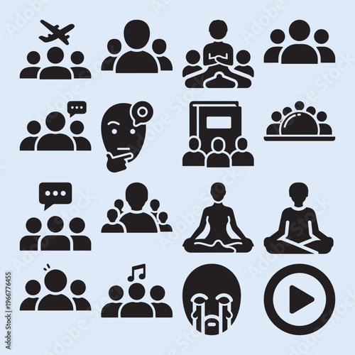 Social interaction and mental wellness vector icon collection.