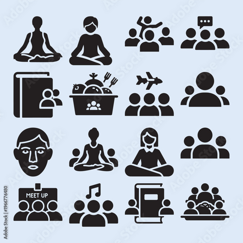 Human connection and lifestyle activity icon set graphics.