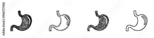 Sketch stomach icon design set