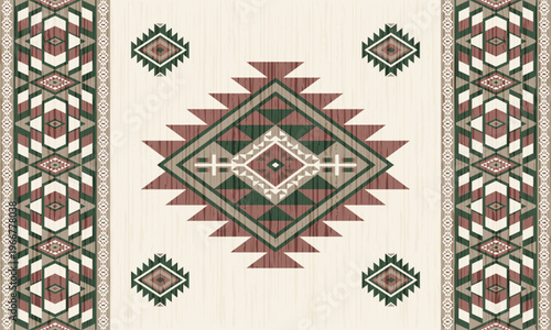 American tribal ethnic native pattern.Traditional Navajo,Aztec,Apache,Southwest and Mexican style fabric pattern.Abstract vector motifs pattern.For fabric,clothing,blanket,carpet,woven,wrap,decoration