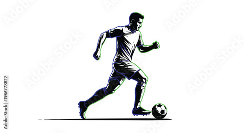 Man playing soccer with ball in motion