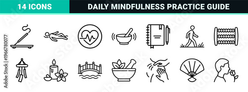 Wellness and Mindfulness Minimalist Monoline Geometric Line Art for Spa Therapy Holistic Health and Mental Balance Digital Interfaces