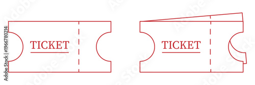 Movie ticket icon in line art doodle style. Editable stroke outline sign,