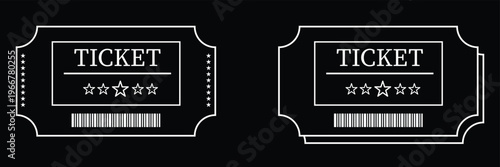 vector tickets set concert raffle cinema and vintage entry passes with perforated edges.