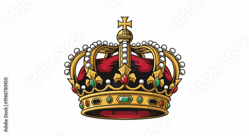 Ornate golden crown with red velvet lining and precious jewels