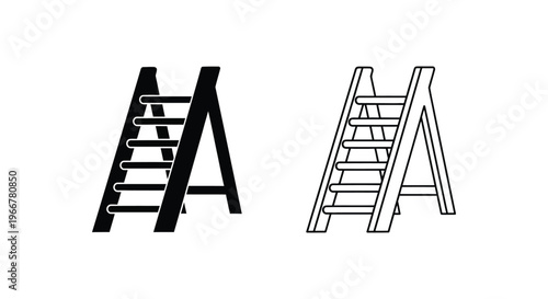 a black and a white outline of a stepladder Vector