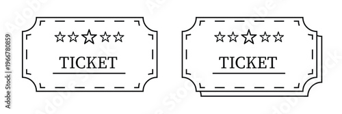 Ticket icon set with event, movie, and transportation passes. Ideal for travel, entertainment, and online booking visuals.