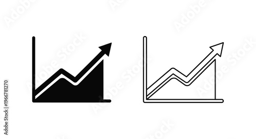 a black and white graph icon with an upward trend Vector