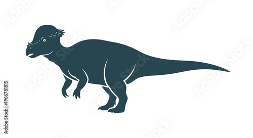 Stylized silhouette graphic of a pachycephalosaurus dinosaur in profile