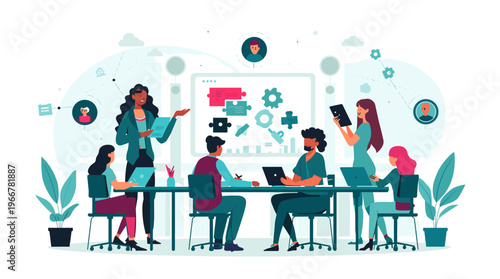 A simple, modern design element with a white background and a pop of teal color, conveying a sense of calmness and serenity.