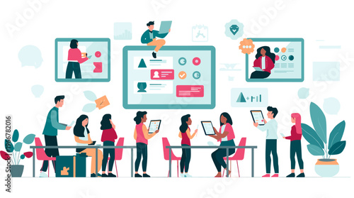 A stylized illustration of a potted plant with vibrant red and teal leaves on a white background, evoking a sense of modern simplicity and calmness.