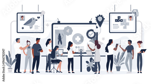 A minimalist illustration of a potted plant with large leaves, conveying a sense of calmness and serenity, perfect for use in design projects, website