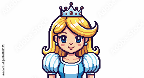 Pixel art princess with blonde hair and a crown