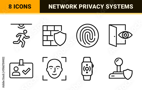 Cyber Security and Digital Protection Minimalist Monoline Geometric Line Art for Network Privacy and Data Safety Interface Design
