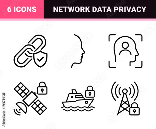 Cyber Security and Digital Privacy Technology Minimalist Monoline Geometric Line Art for Web and Mobile Authentication Interfaces.