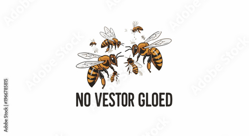 A swarm of bees with the text "NO VESTOR GLOED" below