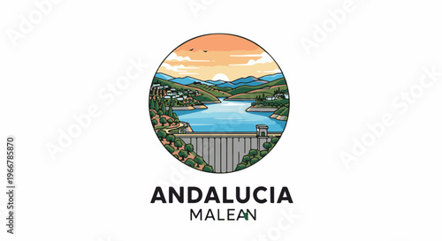 Scenic reservoir behind a large dam, with a village nestled on hillsides