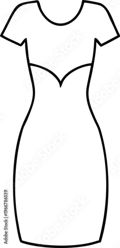 Chic sweetheart neckline sheath dress outline perfect for elegant fashion apparel and garment mockups