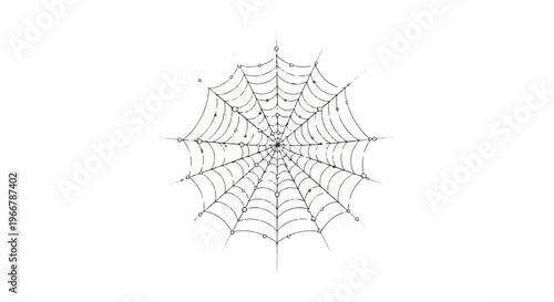 Intricate radial spider web pattern with dew drops