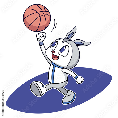 Basketball Cartoon Player Holding Ball Playing Game