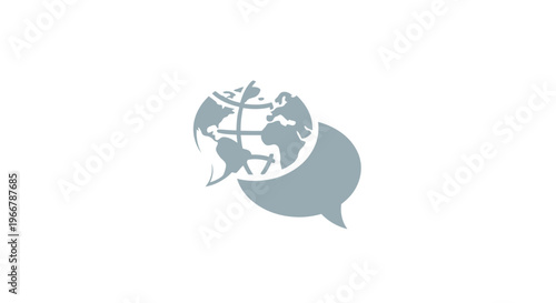 Global Communication Icon: Earth and Speech Bubble