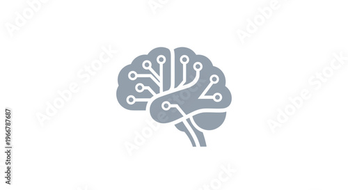 Digital Brain Icon with Circuitry and Connections
