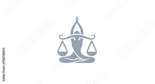 Yoga scales of justice symbol, balance and harmony in law and wellness