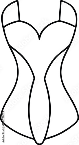 Classic Lingerie Bodice Outline with Structured Design and Shoulder Straps